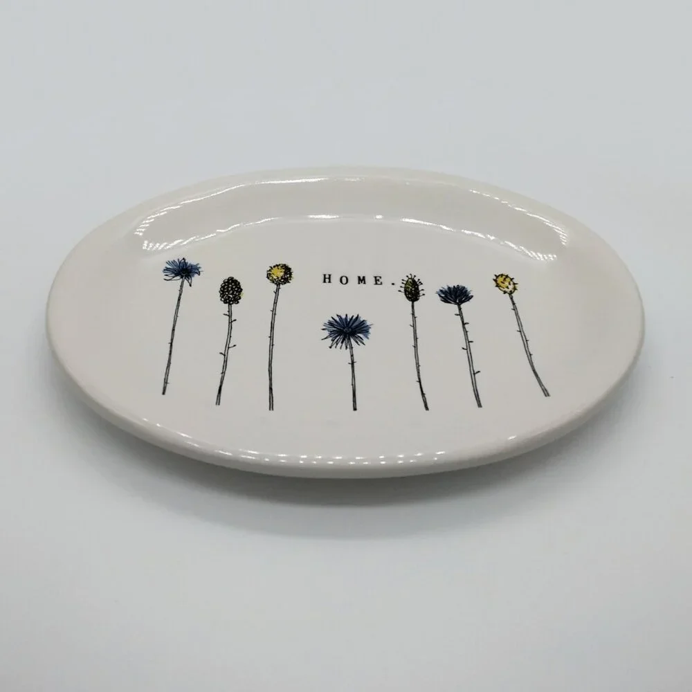 Rae Dunn Oval Wildflowers ‘Home’ Trinket Tray Dish 8”